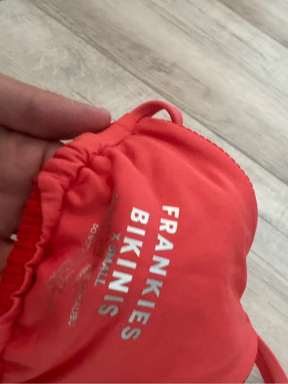 Frankie's Bikinis Red Ribbed Triangle Bikini Top